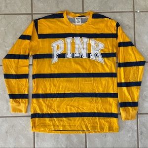PINK rugby style striped long sleeve
